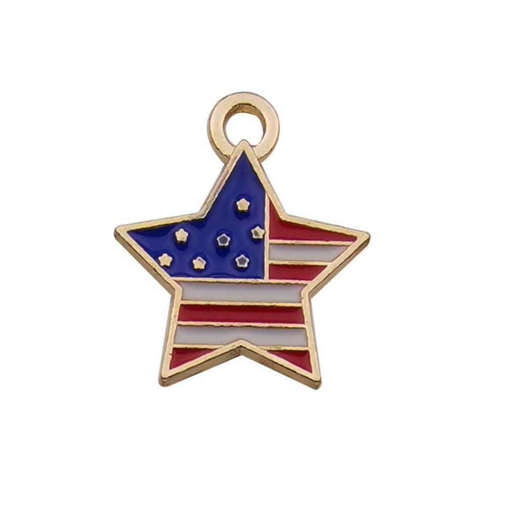 Patriotic Enamel Charms, USA Flag, Uncle Sam Hat, Heart, Stars, 4th July Jewelry Supplies