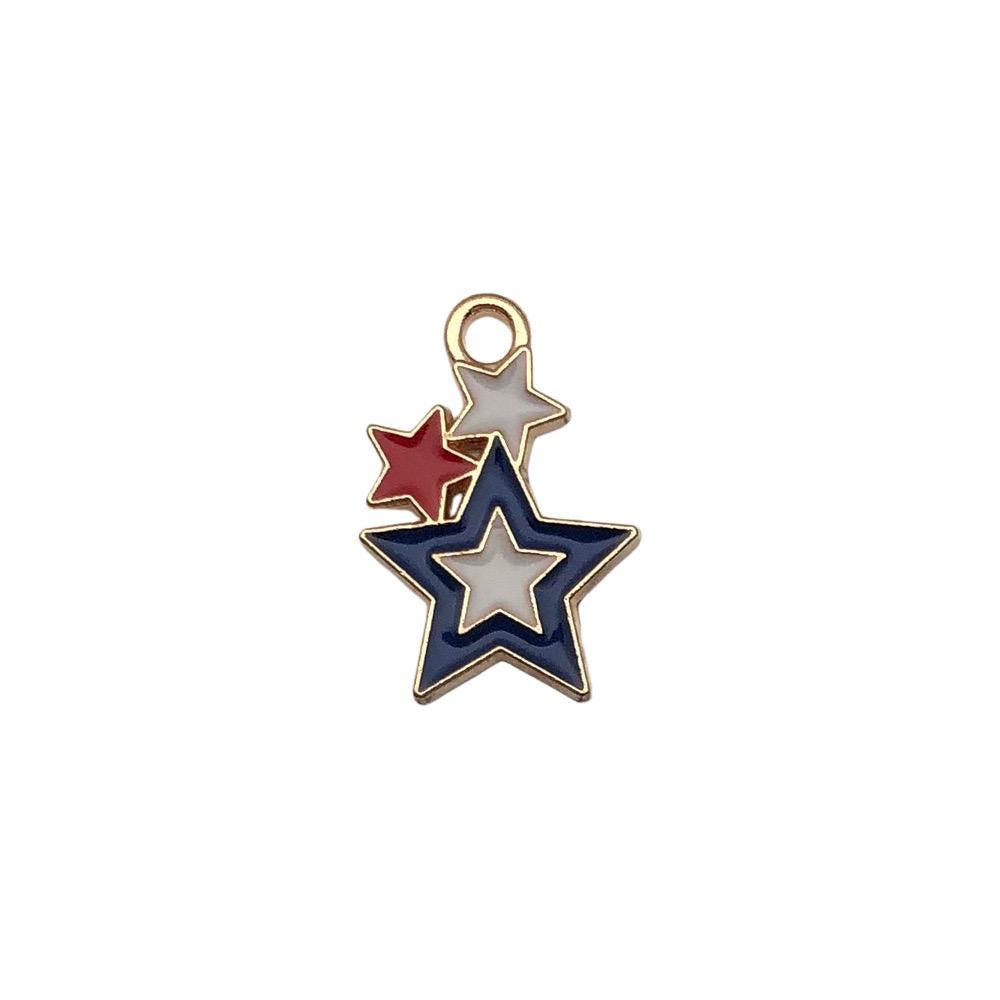 Patriotic Enamel Charms, USA Flag, Uncle Sam Hat, Heart, Stars, 4th July Jewelry Supplies