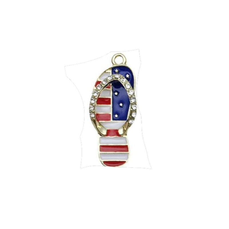 Gold Plated Patriotic Charms, USA Enamel Pendant Collection, 4th of July Jewelry Supplies