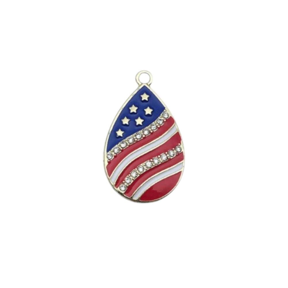 Gold Plated Patriotic Charms, USA Enamel Pendant Collection, 4th of July Jewelry Supplies