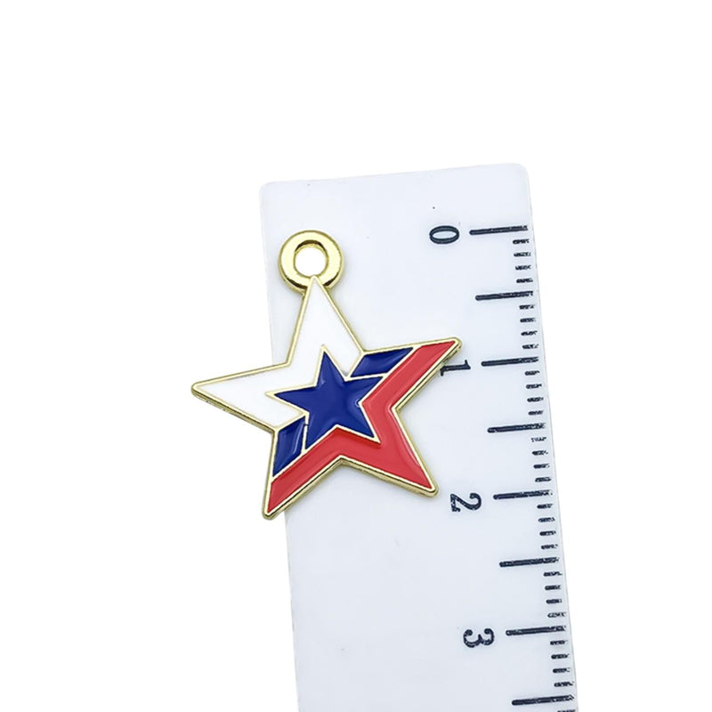 Gold Plated Patriotic Charms, USA Enamel Pendant Collection, 4th of July Jewelry Supplies
