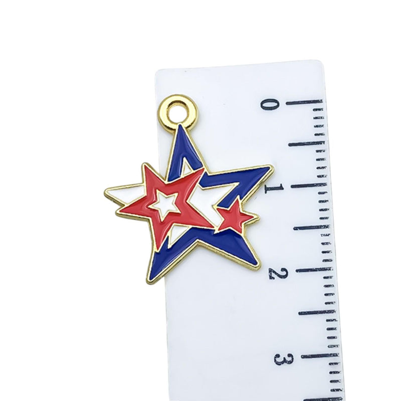 Gold Plated Patriotic Charms, USA Enamel Pendant Collection, 4th of July Jewelry Supplies