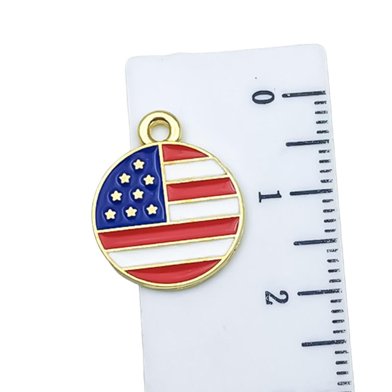 Gold Plated Patriotic Charms, USA Enamel Pendant Collection, 4th of July Jewelry Supplies