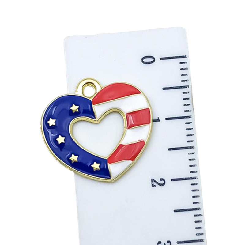 Gold Plated Patriotic Charms, USA Enamel Pendant Collection, 4th of July Jewelry Supplies