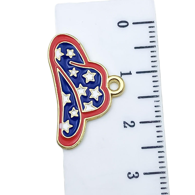 Gold Plated Patriotic Charms, USA Enamel Pendant Collection, 4th of July Jewelry Supplies