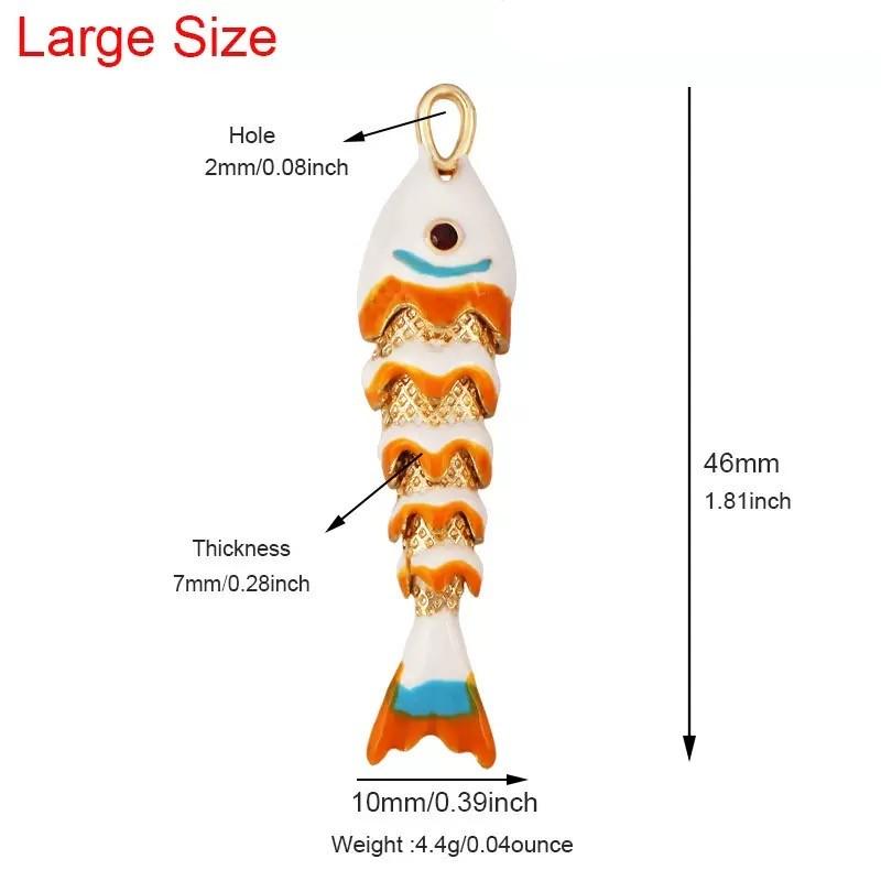 Gold Plated Enamel Fish Charms, Colorful Fish Tail Pendant Collection