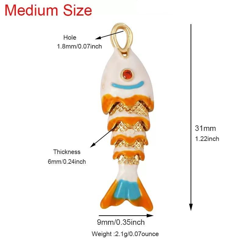 Gold Plated Enamel Fish Charms, Colorful Fish Tail Pendant Collection