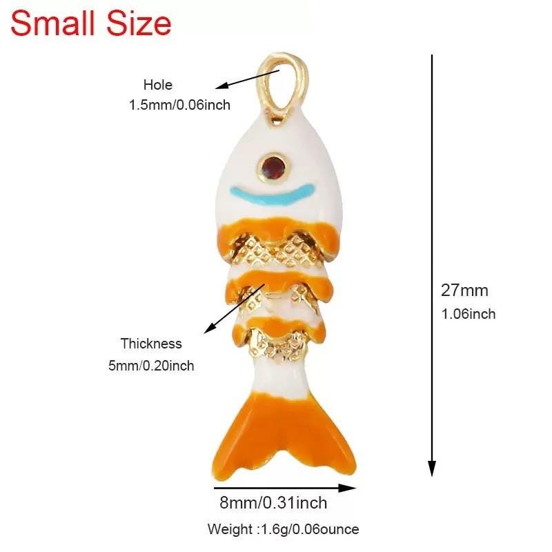 Gold Plated Enamel Fish Charms, Colorful Fish Tail Pendant Collection