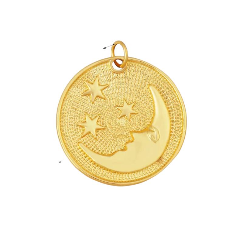 Celestial Charm Set, Gold CZ Star, Moon Phase Pendant, Enamel Charm.