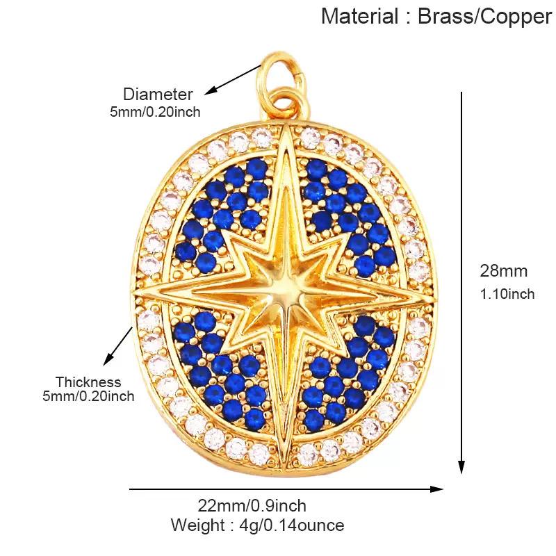 Celestial Charm Set, Gold CZ Star, Moon Phase Pendant, Enamel Charm.