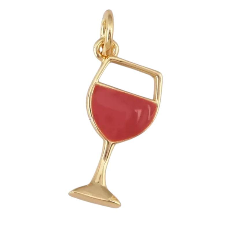 Gold Enamel Cocktail Charms, Wine Martini Tropical Drink Jewelry Supplies.