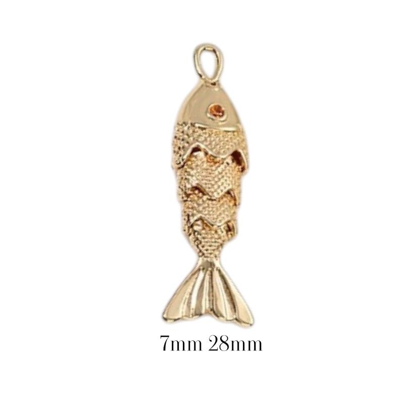 Gold Fish Charms for Jewelry Making, Textured Gold Plated Fish Pendant,