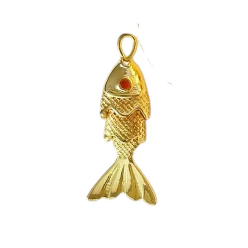 Wiggle Gold Fish Charm 22mm, Gold Plated Fish Pendant
