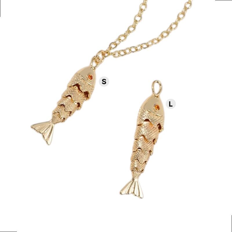 Gold Wiggle Fish Charm, Articulated Fish Pendant, Nautical Gold Plated Charm for DIY