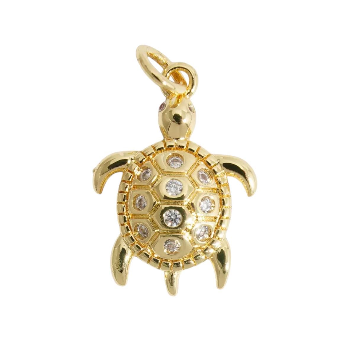 Gold Ocean Charms, CZ Turtle Dolphin Whale Surfboard Pendant, Pave Nautical Charms for DIY Necklace Bracelet Making