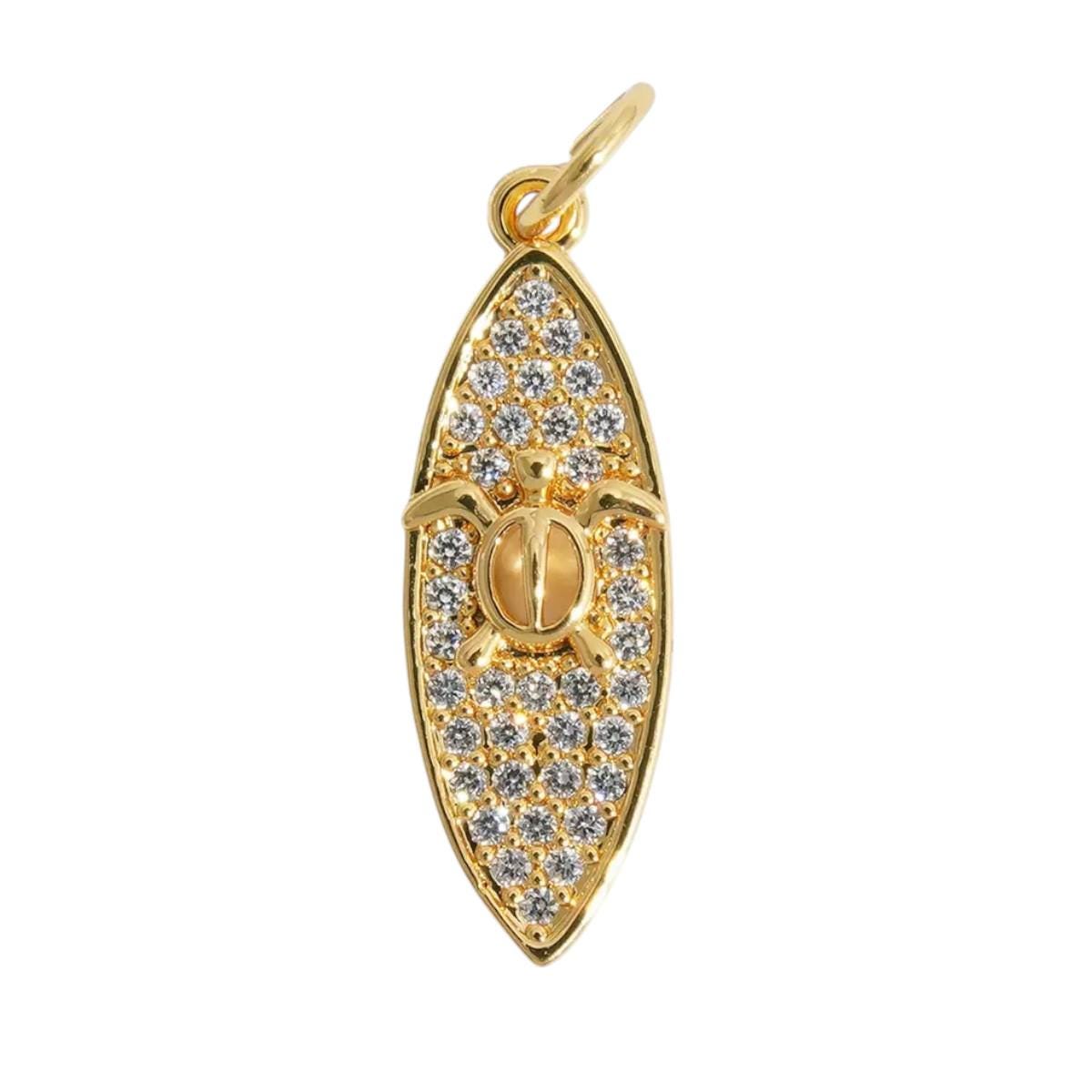 Gold Ocean Charms, CZ Turtle Dolphin Whale Surfboard Pendant, Pave Nautical Charms for DIY Necklace Bracelet Making