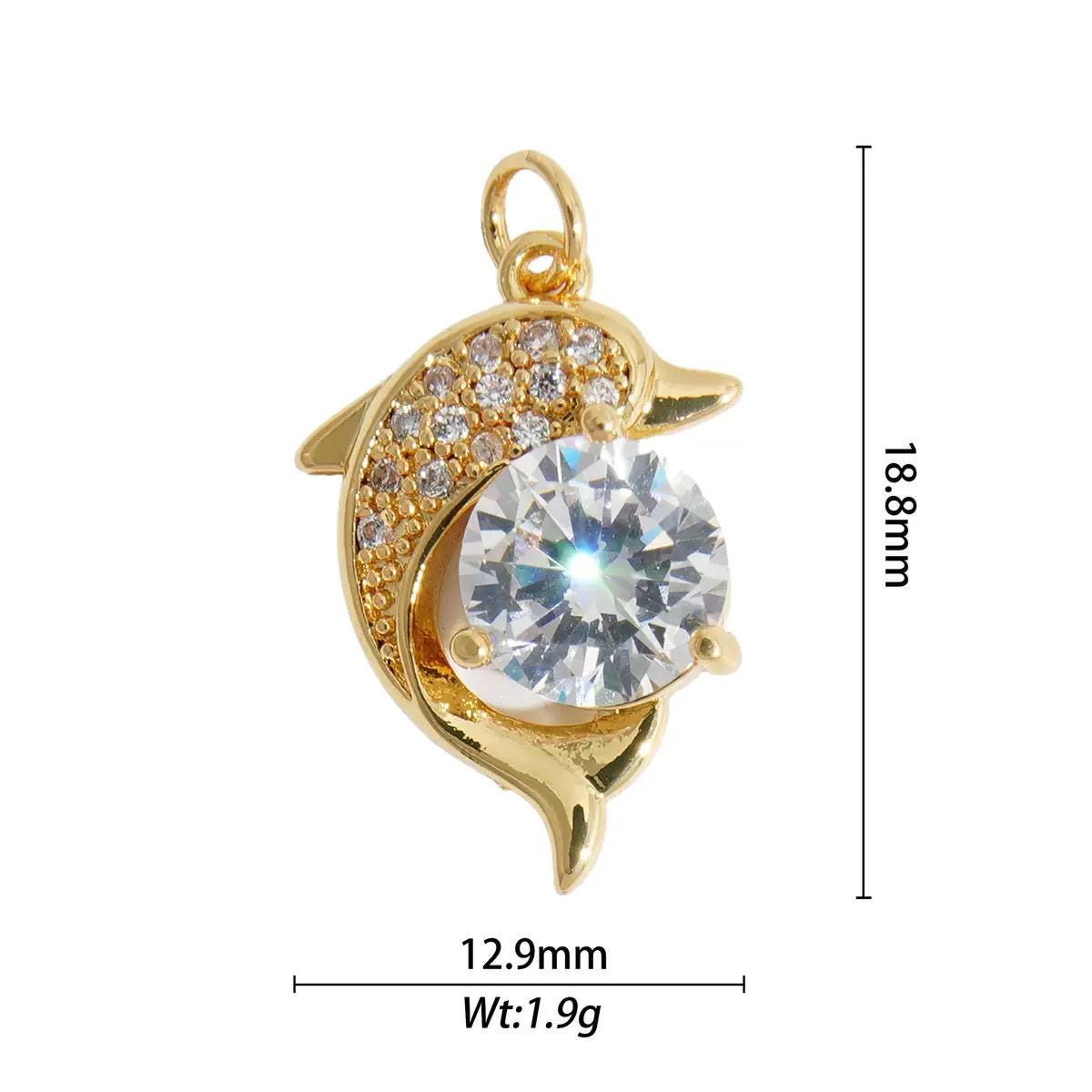 Gold Ocean Charms, CZ Turtle Dolphin Whale Surfboard Pendant, Pave Nautical Charms for DIY Necklace Bracelet Making