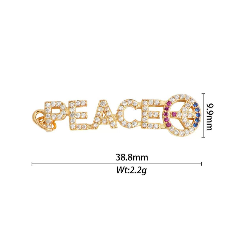 Gold CZ Word charm pendant, love lucky grateful dream sexy kiss bff Peace OMG Bad Girl, Pave Letter Charm for DIY Jewelry