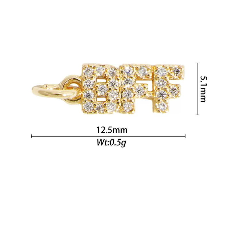 Gold CZ Word charm pendant, love lucky grateful dream sexy kiss bff Peace OMG Bad Girl, Pave Letter Charm for DIY Jewelry