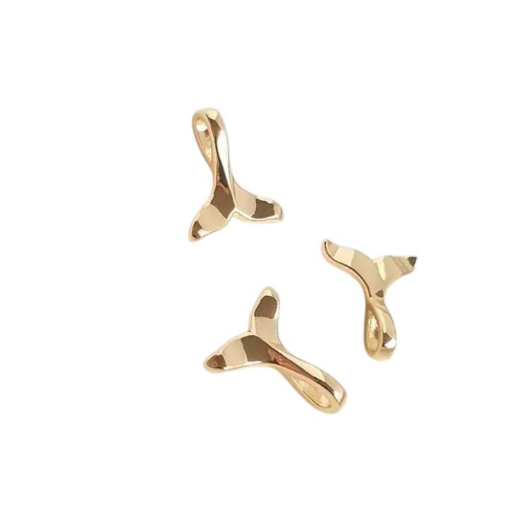 Gold Tone Whale Tail Charms | Enamel Pendants for Jewelry Making
