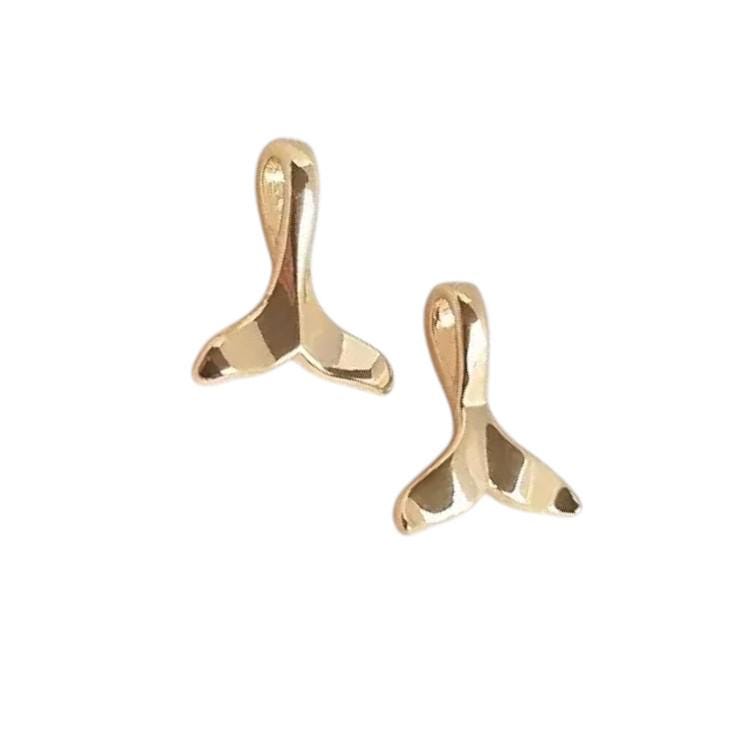 Gold Tone Whale Tail Charms | Enamel Pendants for Jewelry Making