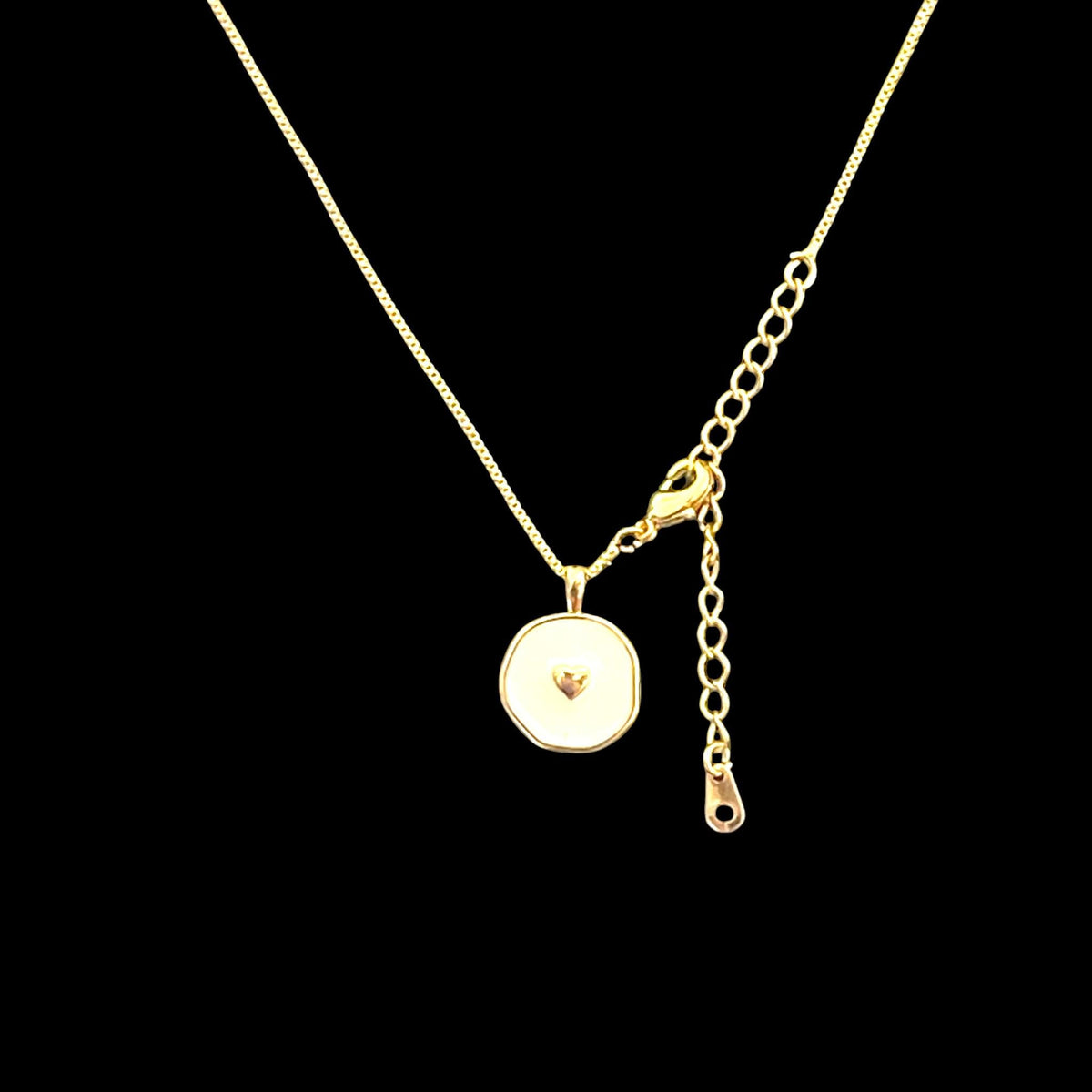 18 Inch Adjustable Gold Plated Chain Necklace, White Enamel Heart Charm Pendant, Minimalist Layering Jewelry, Sold Separate or Set