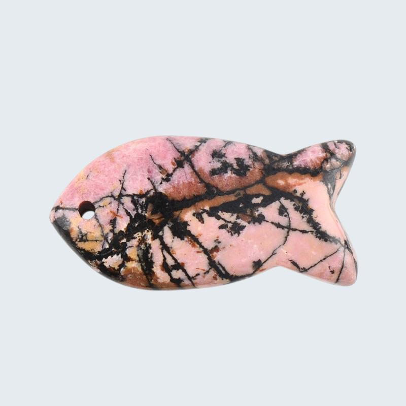Natural Stone Fish Charms for Jewelry Making, 38mm Gemstone Fish Pendant Beads, DIY Craft Supplies,