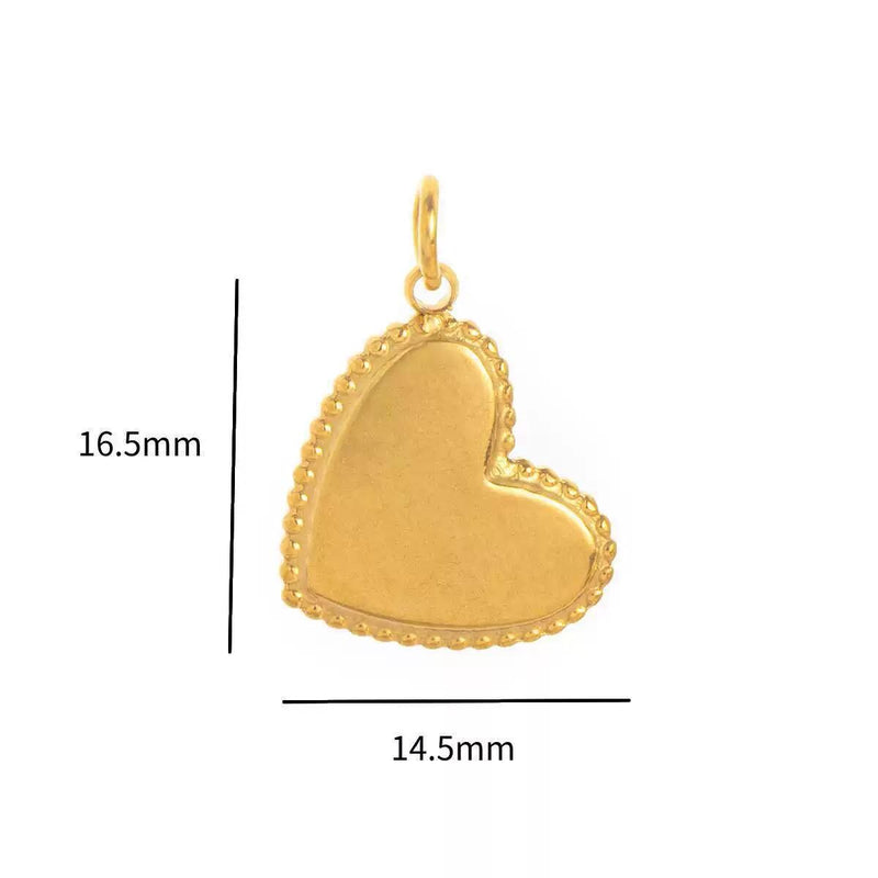 Gold Heart Charm Pendant, Vintage Sunburst Heart with CZ or Minimal Beaded Edge Heart, Love Pendant for DIY Jewelry Making