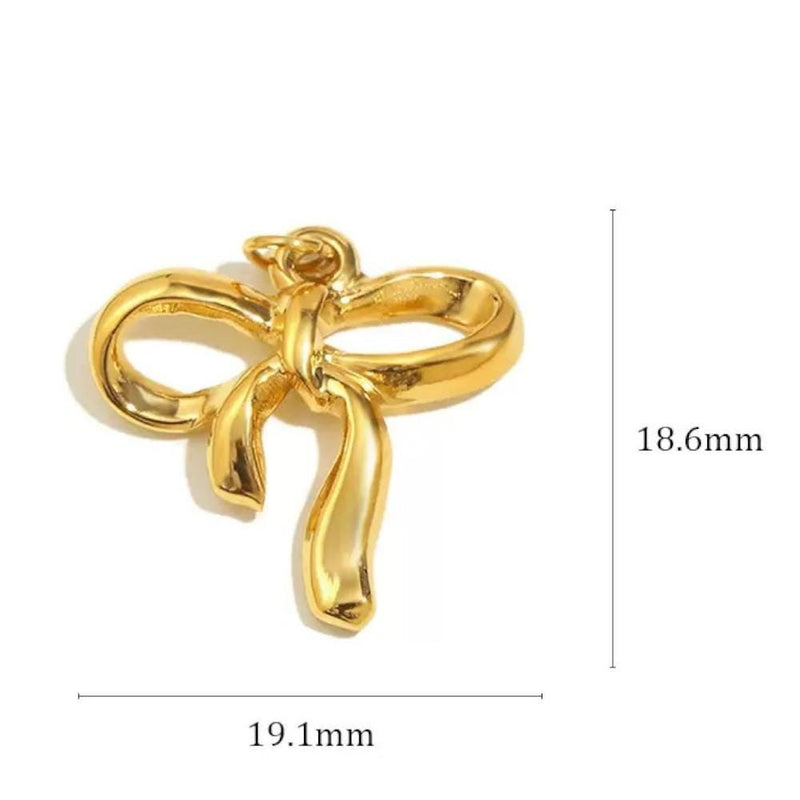 Gold Bow Charm Pendant 18K Gold Plated | Dainty Ribbon Charm for Necklace Bracelet | Cute Feminine Jewelry Add-On