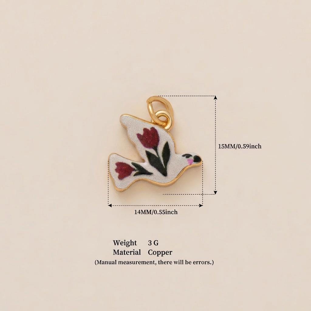 Vintage Enamel Animal Charm, Pig Pendant, Horse Heart Charm, Crescent Moon Face, Floral Bird Gold Charm, DIY Jewelry Supply