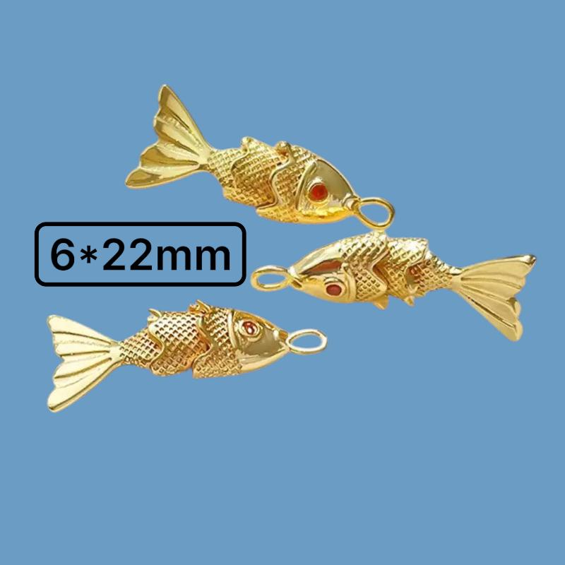 Wiggle Gold Fish Charm 22mm, Gold Plated Fish Pendant