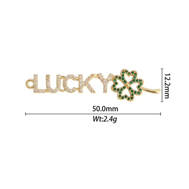 Gold CZ Word charm pendant, love lucky grateful dream sexy kiss bff Peace OMG Bad Girl, Pave Letter Charm for DIY Jewelry