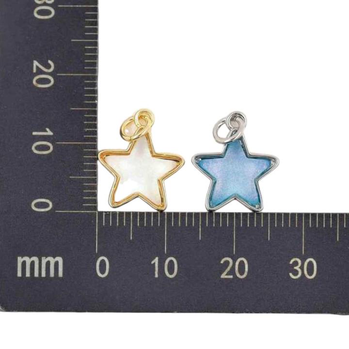 Resin Star Charm Pendant, Iridescent Star Pendant, Gold Silver Celestial Star Charm, Opalescent Jewelry Making Supply