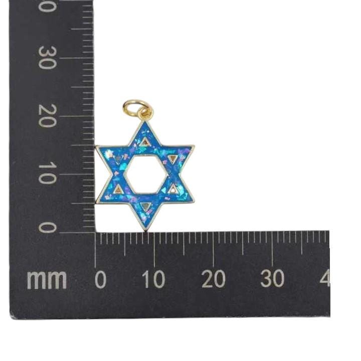 Star of David Charm Pendant, Iridescent Resin Jewish Star, Gold Silver Opal Look Magen David Jewelry Charm