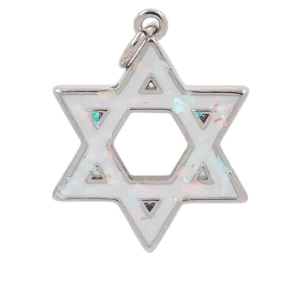 Star of David Charm Pendant, Iridescent Resin Jewish Star, Gold Silver Opal Look Magen David Jewelry Charm