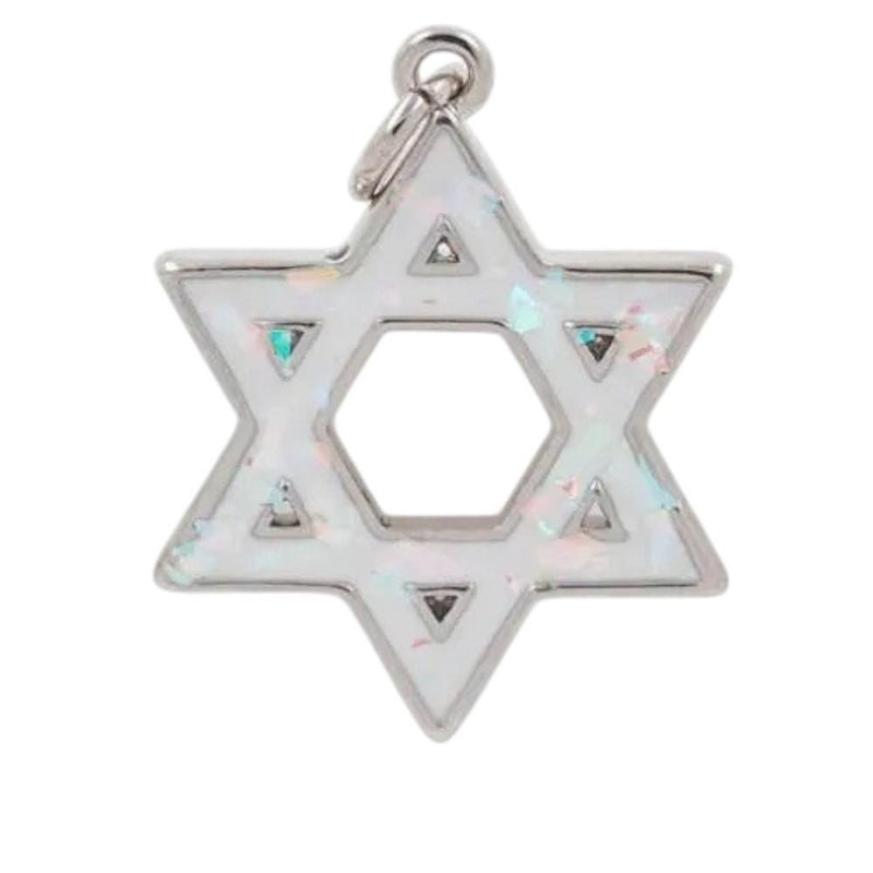 Star of David Charm Pendant, Iridescent Resin Jewish Star, Gold Silver Opal Look Magen David Jewelry Charm