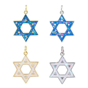 Star of David Charm Pendant, Iridescent Resin Jewish Star, Gold Silver Opal Look Magen David Jewelry Charm