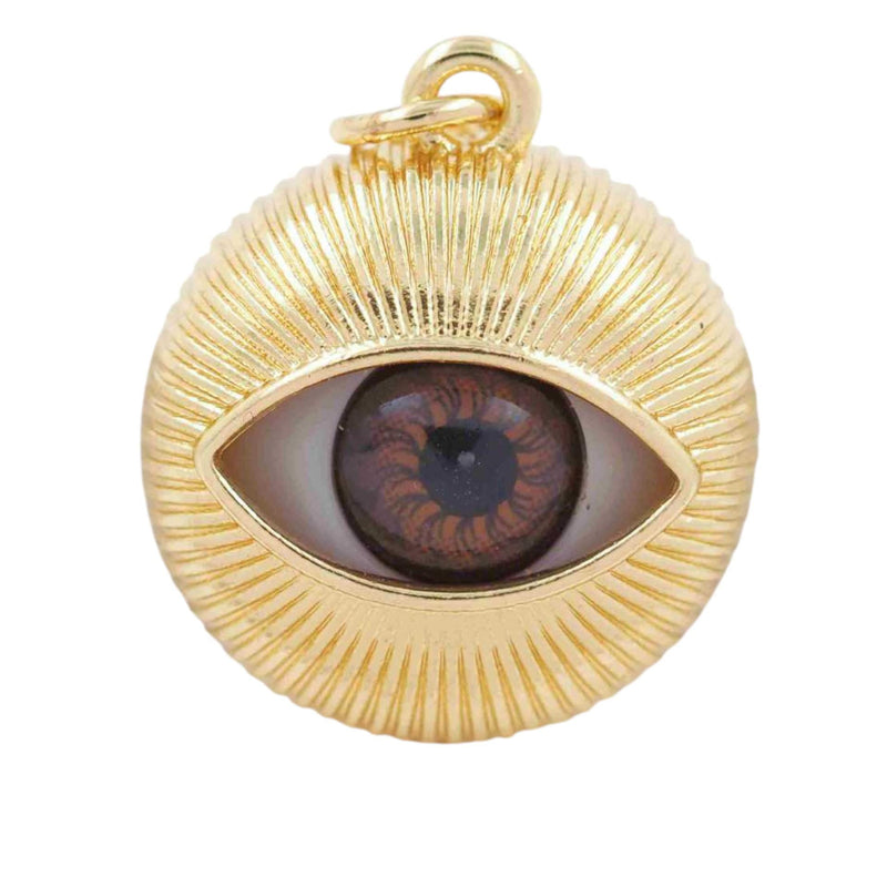 Gold Evil Eye Charm Pendant, Resin Eye Jewelry Charm, Protection Talisman, Colorful Statement Pendant for Necklace