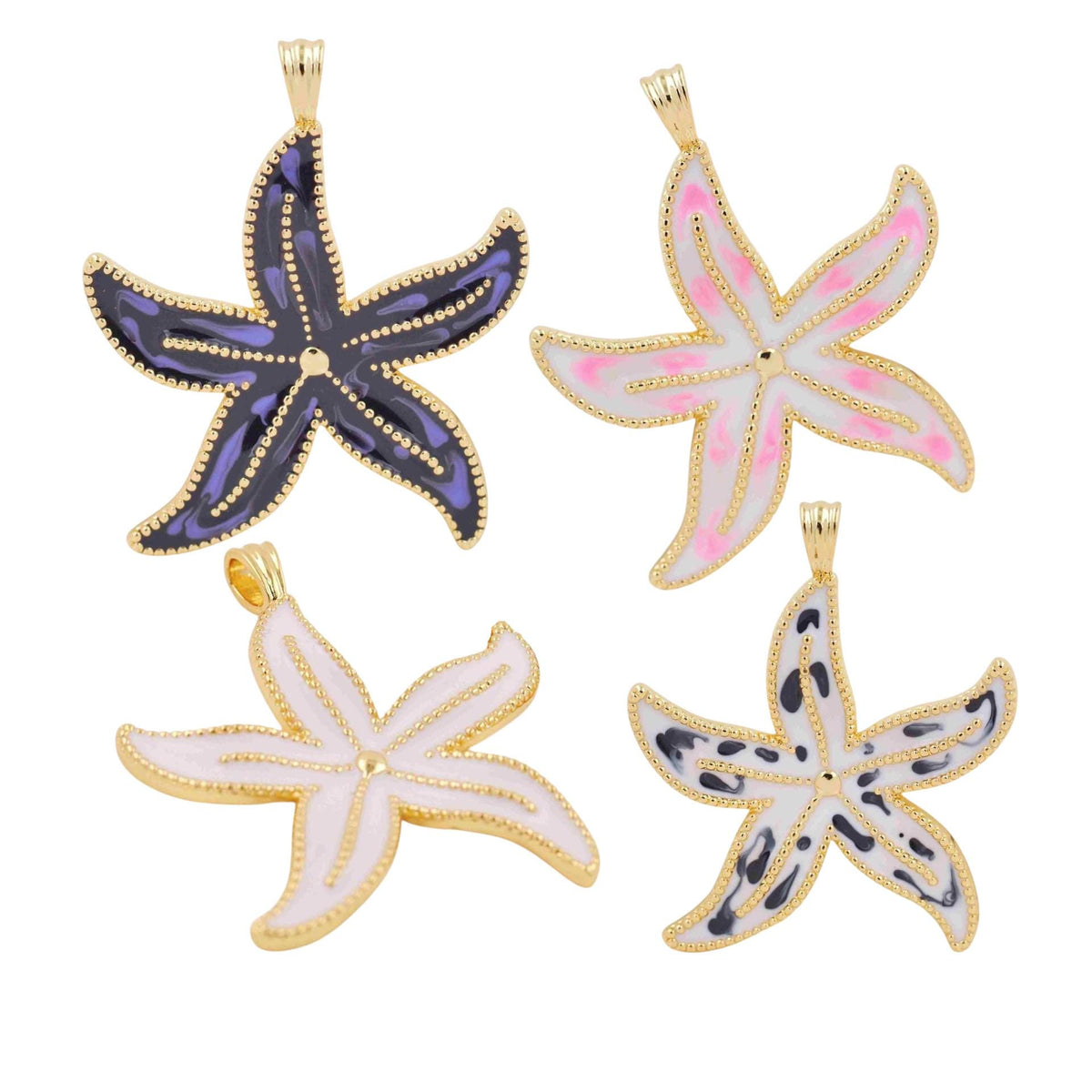 Large Starfish Pendant Charm, Gold Plated Resin Starfish, Coastal Beach Jewelry Pendant, Statement Ocean Charm