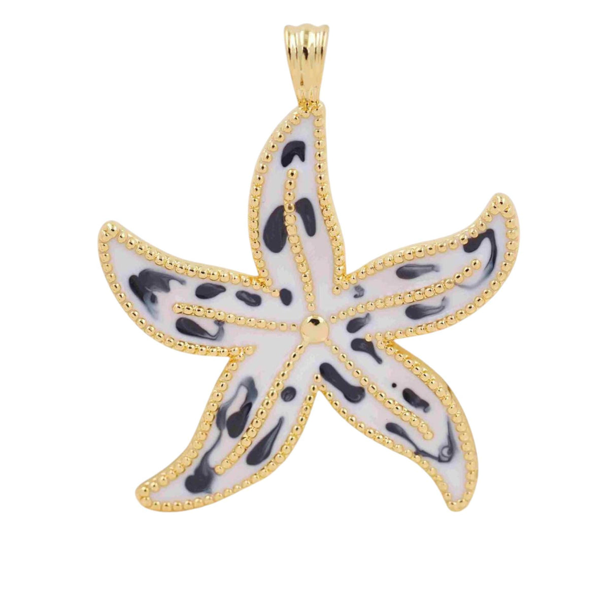 Large Starfish Pendant Charm, Gold Plated Resin Starfish, Coastal Beach Jewelry Pendant, Statement Ocean Charm