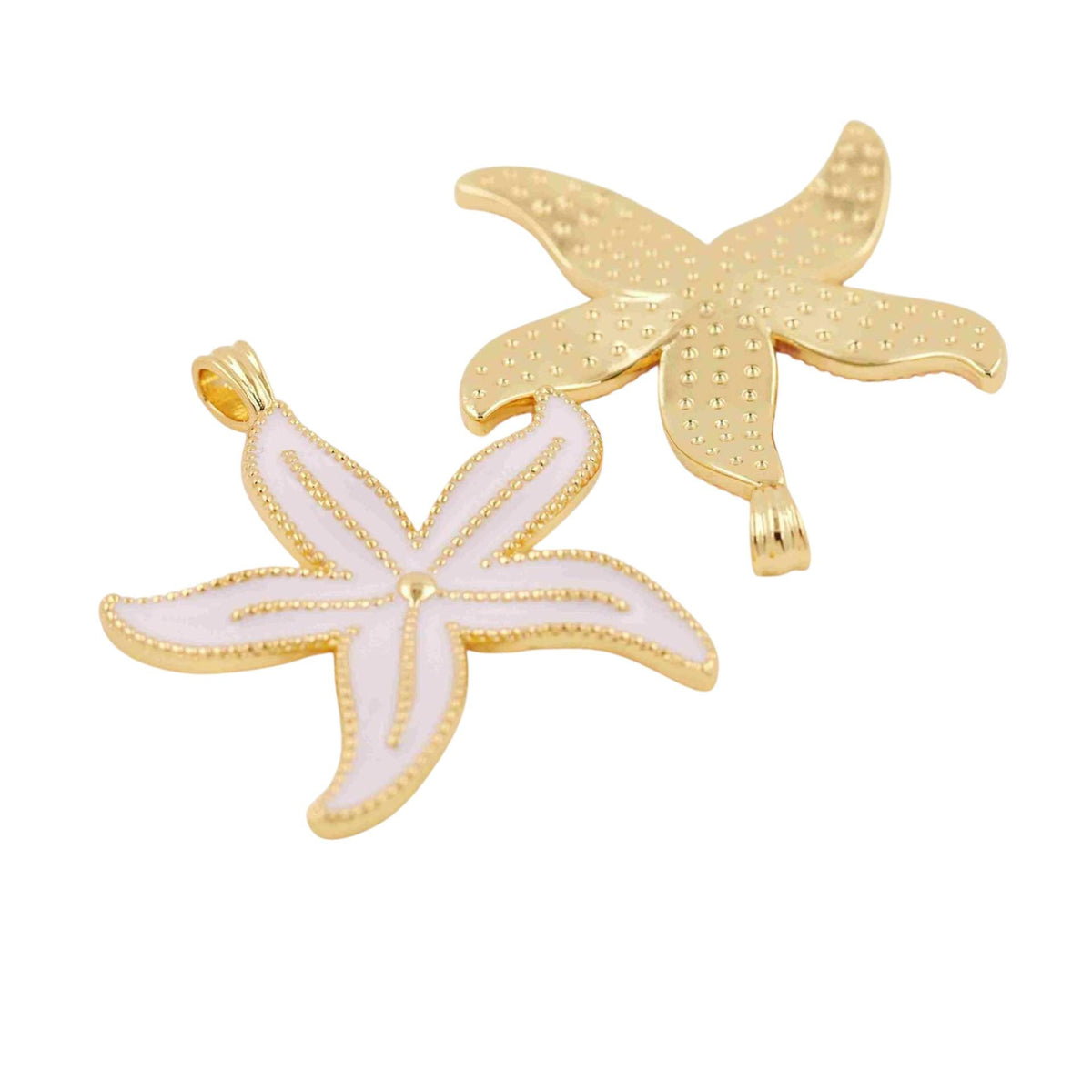 Large Starfish Pendant Charm, Gold Plated Resin Starfish, Coastal Beach Jewelry Pendant, Statement Ocean Charm
