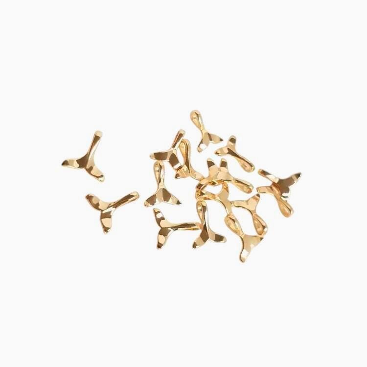 Gold Tone Whale Tail Charms | Enamel Pendants for Jewelry Making