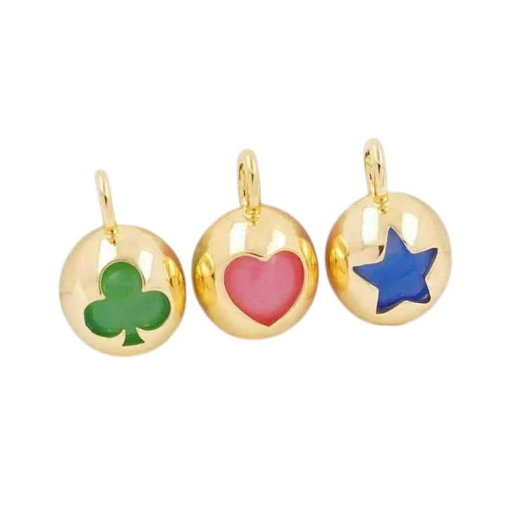 Heart Star Club Charms | Enamel Ball Pendant Charms for DIY Necklaces Bracelets & Jewelry Making