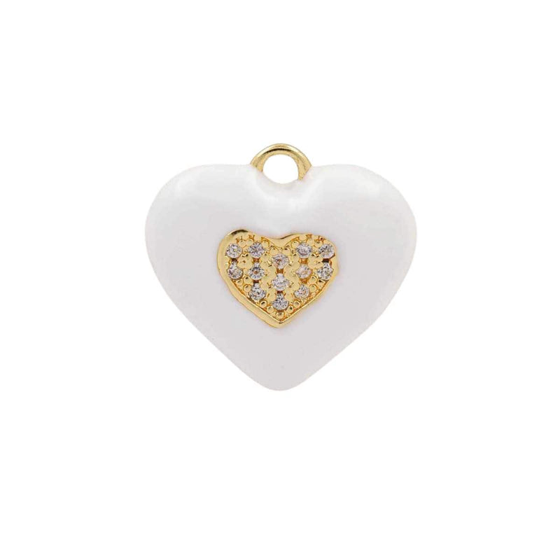 Colorful Enamel Heart Charms | Gold Plated CZ Heart Pendant Charms for DIY Jewelry Making, Necklace Bracelet Charms
