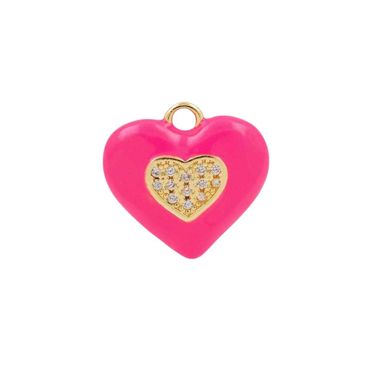 Colorful Enamel Heart Charms | Gold Plated CZ Heart Pendant Charms for DIY Jewelry Making, Necklace Bracelet Charms