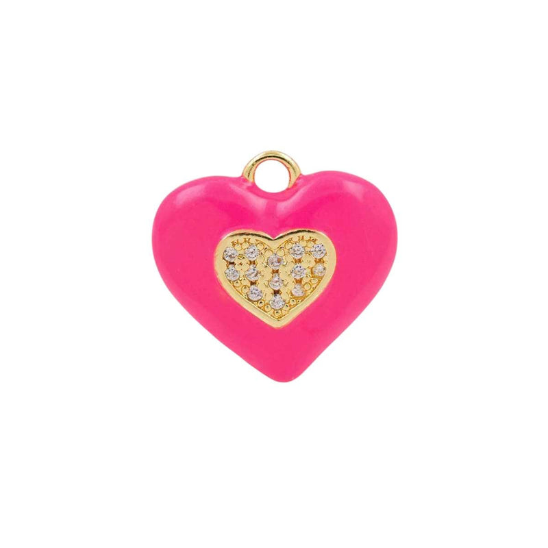 Colorful Enamel Heart Charms | Gold Plated CZ Heart Pendant Charms for DIY Jewelry Making, Necklace Bracelet Charms