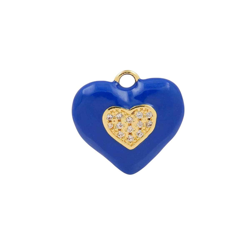 Colorful Enamel Heart Charms | Gold Plated CZ Heart Pendant Charms for DIY Jewelry Making, Necklace Bracelet Charms