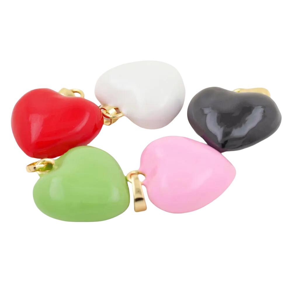 Puffy Heart Charms | Colorful Enamel Heart Pendants for DIY Jewelry Making, Cute Gold Plated Bracelet & Necklace Charms