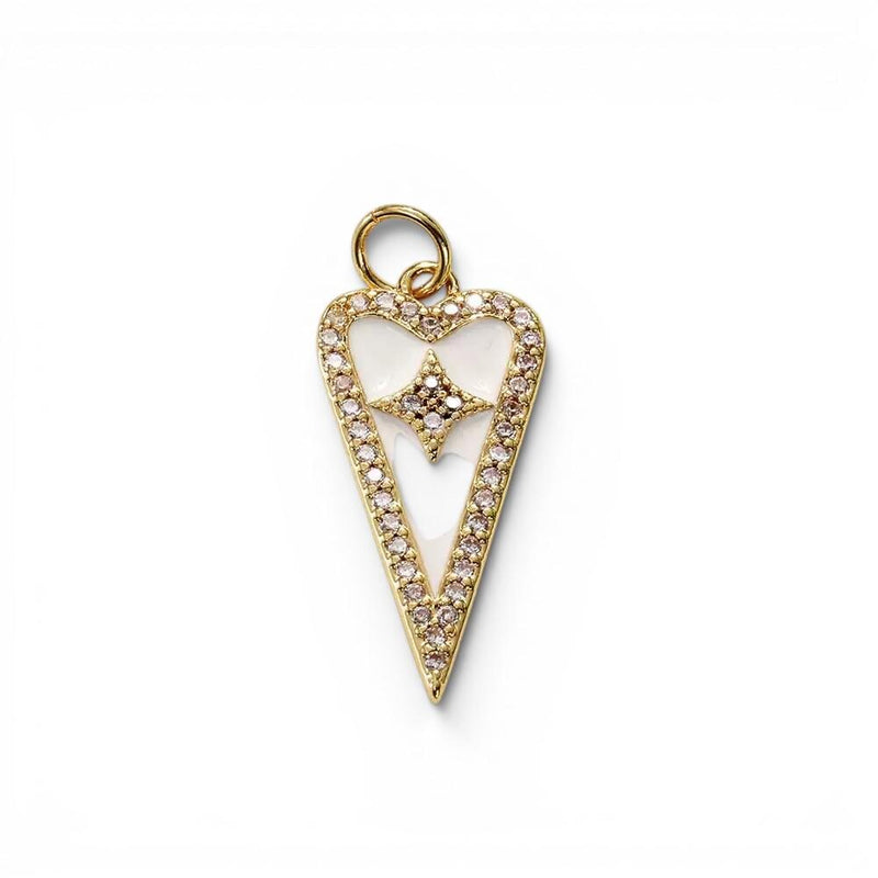Gold Heart Charms | CZ Open Heart Pendant & Mother of Pearl Heart Charm for DIY Necklace Bracelet Jewelry