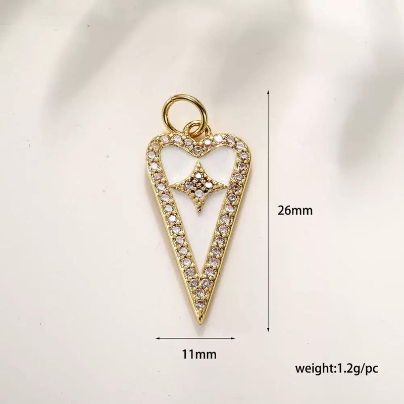 Gold Heart Charms | CZ Open Heart Pendant & Mother of Pearl Heart Charm for DIY Necklace Bracelet Jewelry